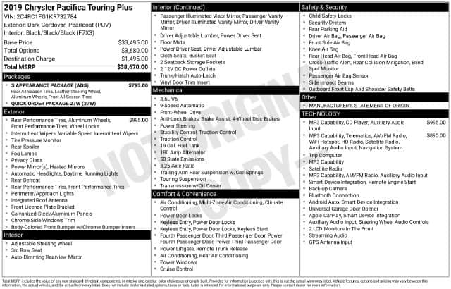 2019 Chrysler Pacifica Touring Plus