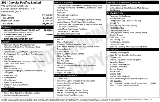 2021 Chrysler Pacifica Limited